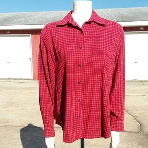 Lauren Ralph Lauren Red Grid Button-Down Shirt